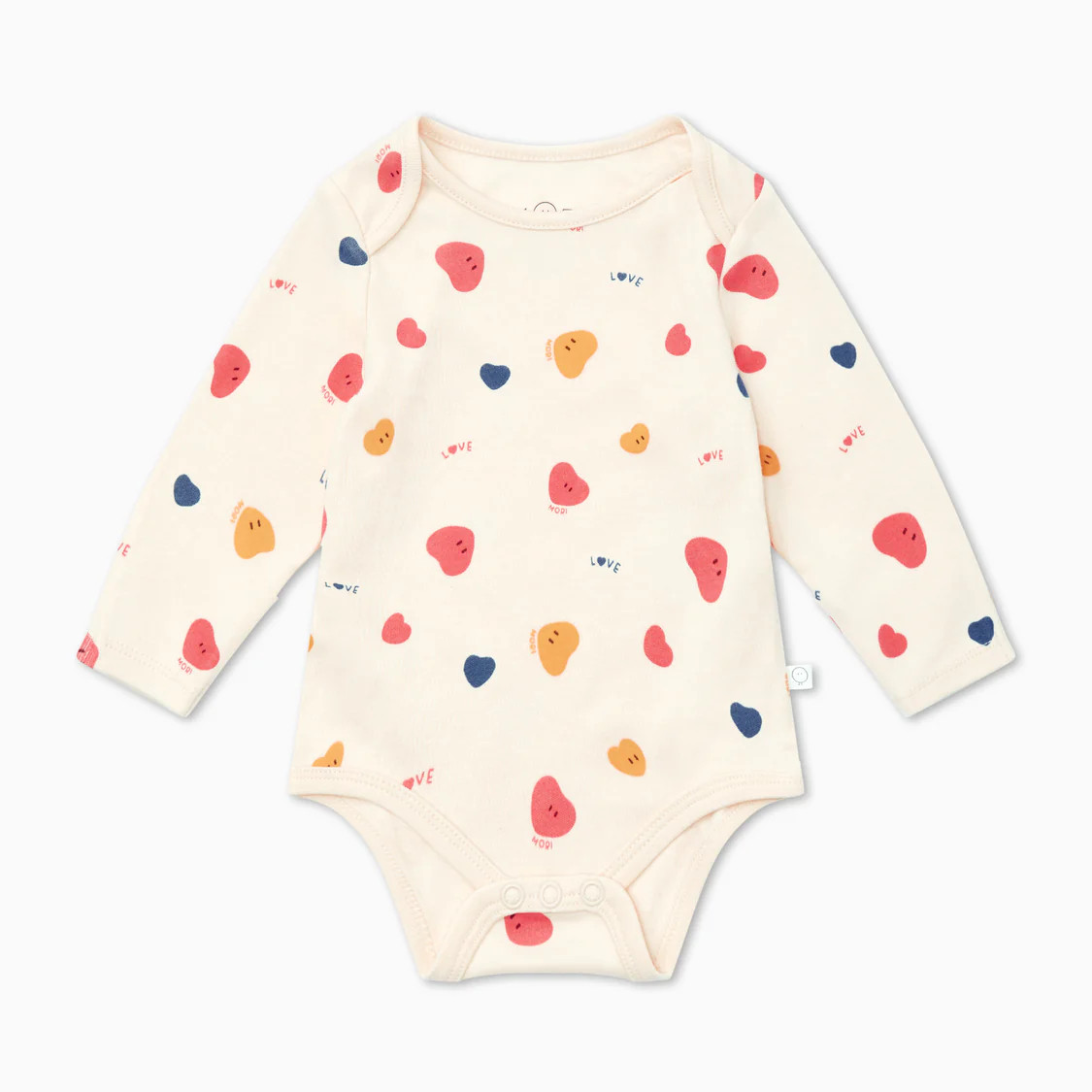 Heart Print Long Sleeve Bodysuit | Baby Mori
