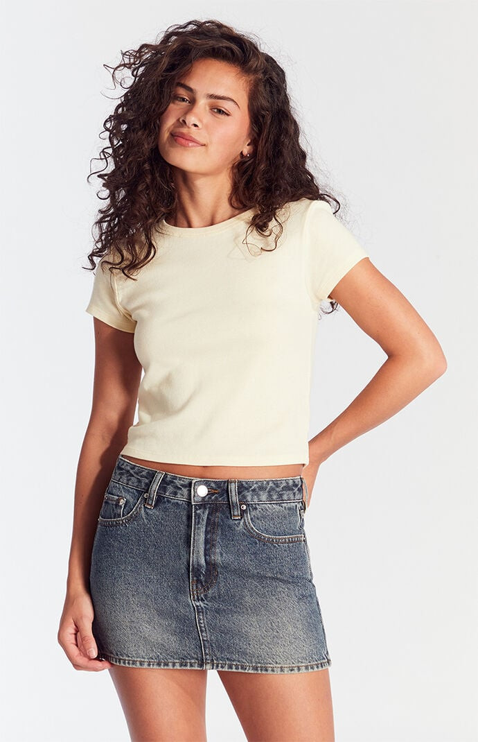 Women's Dark Indigo Mid Rise Denim Mini Skirt in Medium Indigo - Size 22 | PacSun