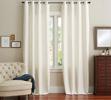 Emery Linen Grommet Blackout Curtain- Ivory | Pottery Barn (US)