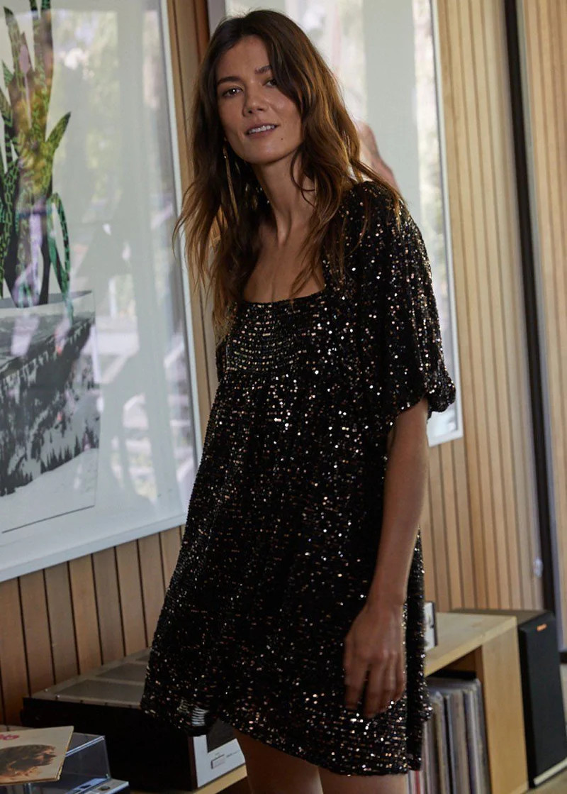 Night Lights Babydoll Dress - Black | Alice & Wonder