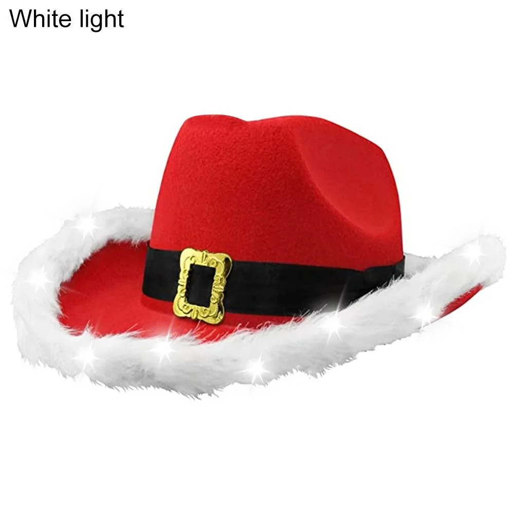 Dress Up West Cowgirl Wild Santa Claus cowboy hat Fluffy Feather Cap Western cowboy hat Cowboy Ha... | Walmart (US)