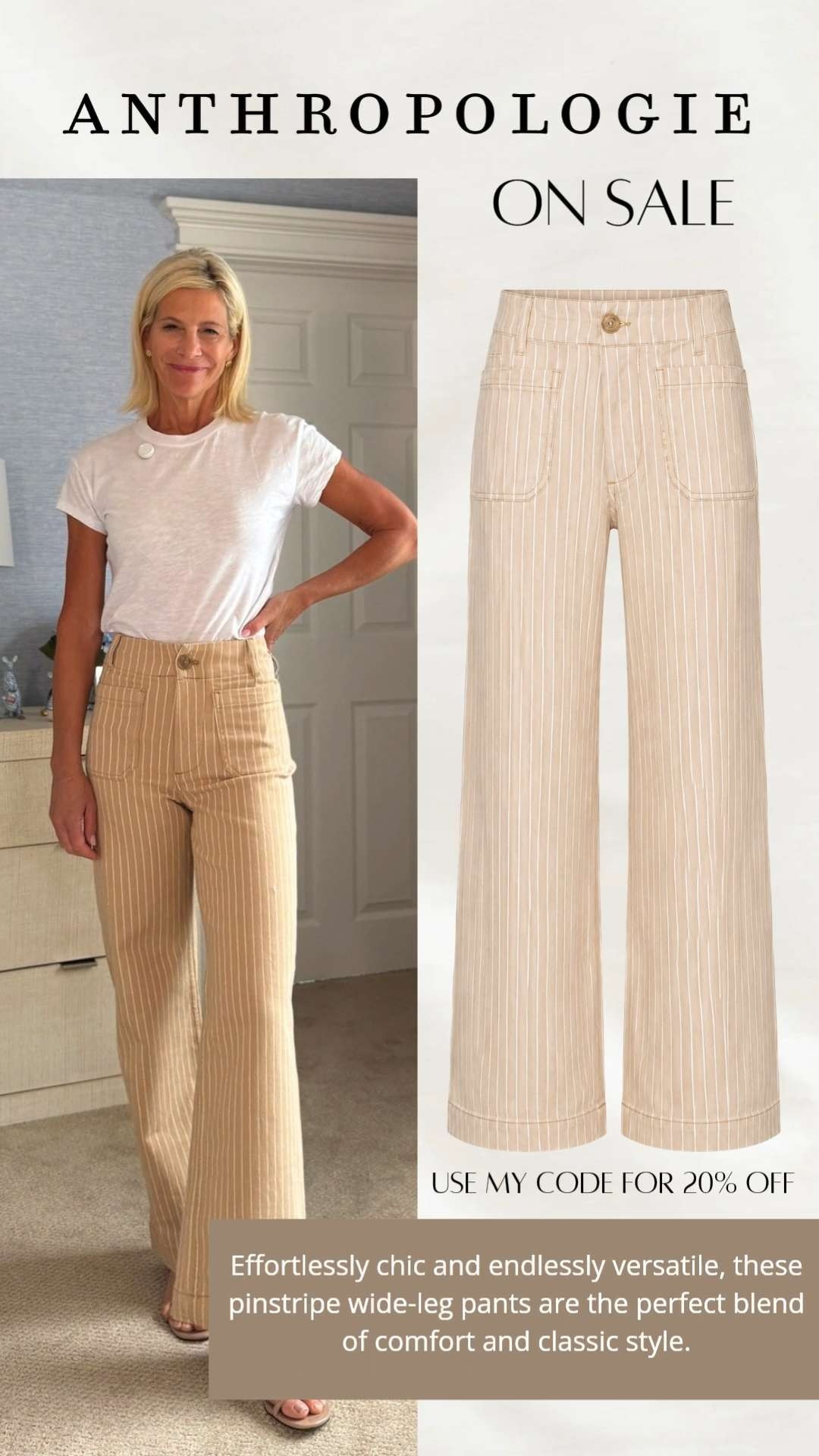 These pinstripe wide-leg pants are one of those pieces you'll wear on repeat! 🤍 They're lightweight, flattering, and so easy to style with a simple tee, button-down, or sweater. Even better, they're 20% off with code ANGELA20!

❤️ Heart = Support my posts
📌 Save = Get sale & restock alerts
🛍️ Follow me on LTK for more effortless style. 

 #LTKootd #LTKOver40 #LTKSaleAlert