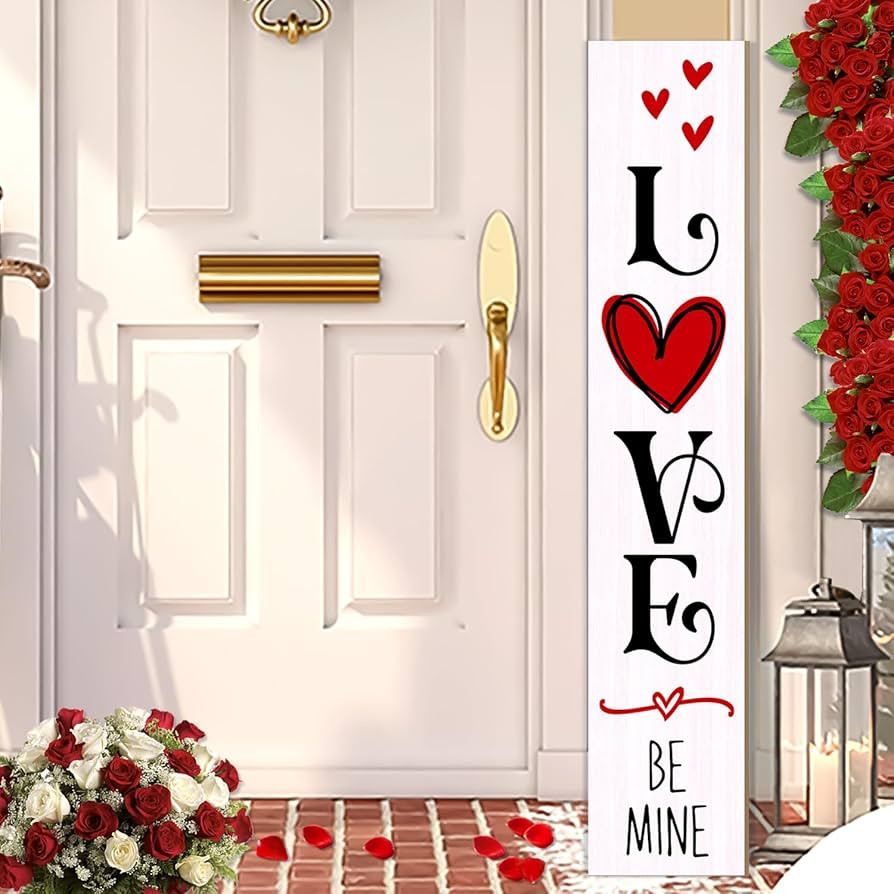 Valentine's Day Love Heart Porch Sign & Romantic Be Mine Letters Holiday Decor,Home Front Door Ya... | Amazon (US)
