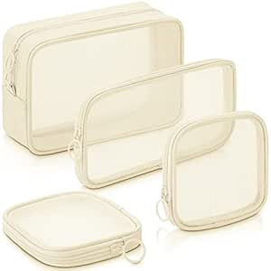 Weewooday 4 Pcs Mesh Makeup Bag Mesh Cosmetic Bag Travel Toiletry Bag Pouch with Zipper Mini Port... | Amazon (US)