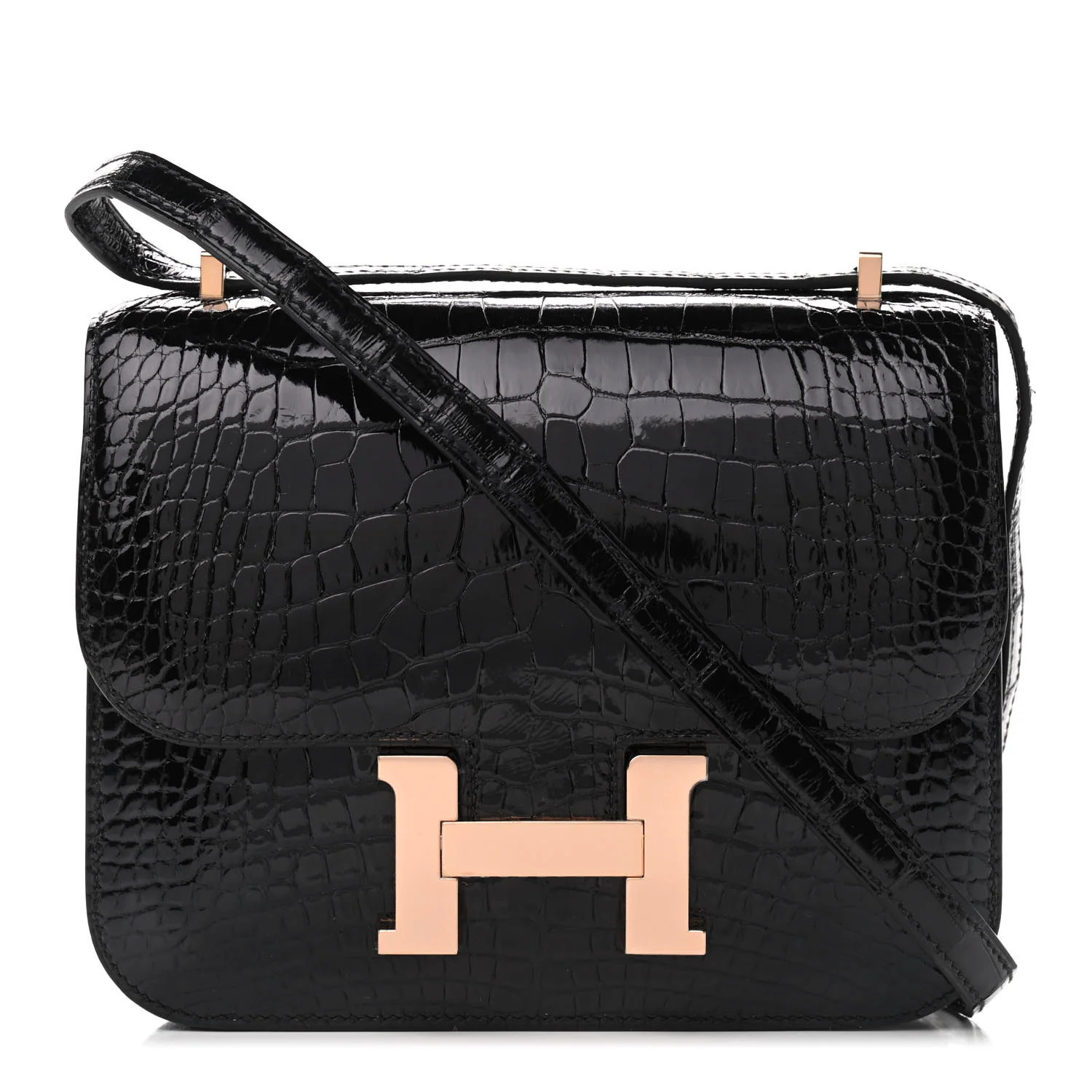 HERMES Shiny Alligator Constance 18 Black | FASHIONPHILE (US)