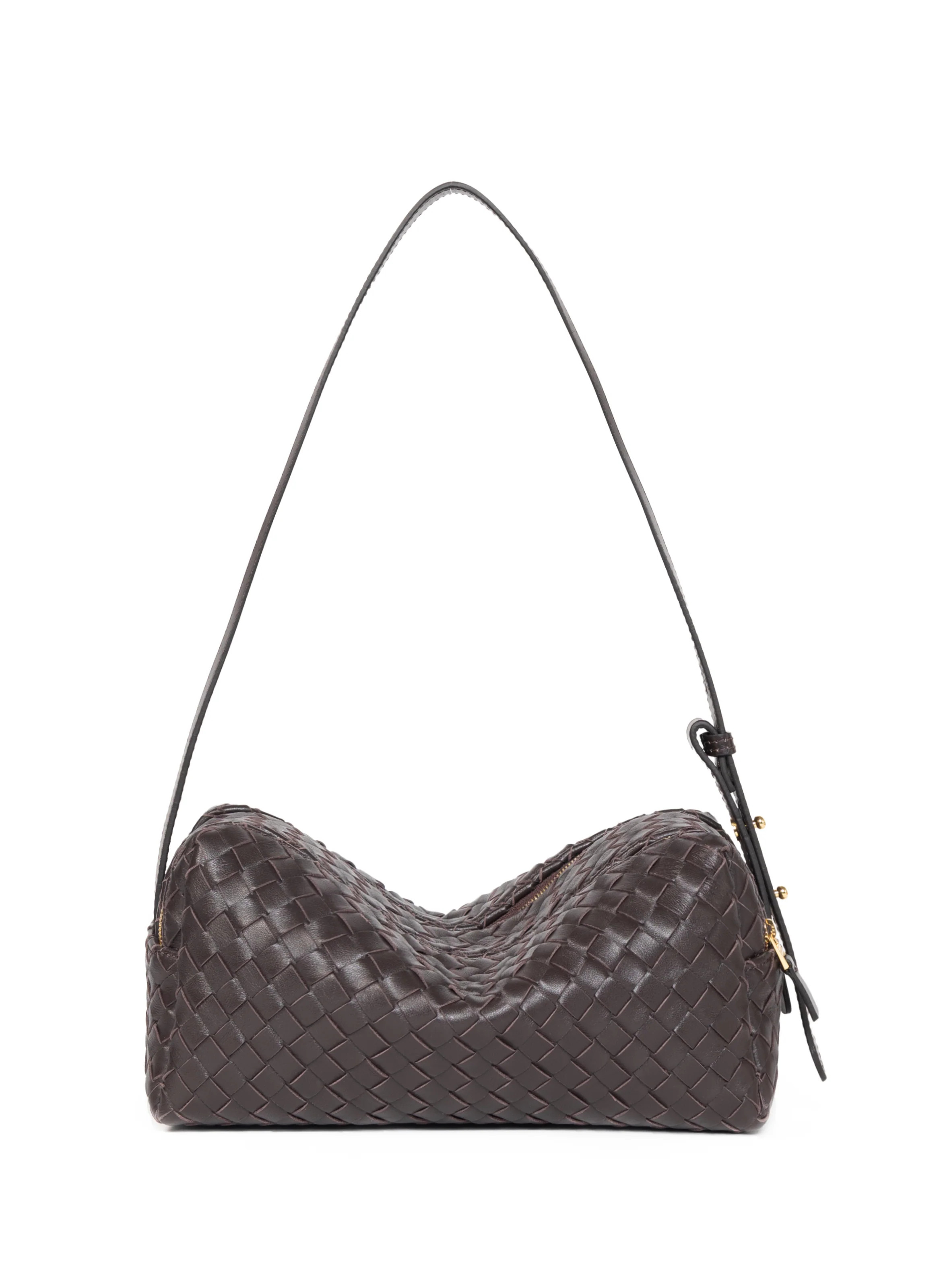 Trousse Woven Leather Dark Brown - French Woven Handbags - Elleme | Elleme