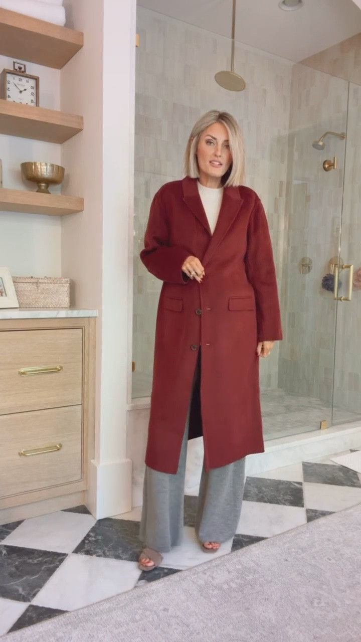 I cannot get over how stunning this deep red wool coat is! I love the structured fit, the buttons, and the pockets! Truly a coat you will keep forever! Wearing size 2!

Loverly Grey, J. Crew, fall outfit inspo, fall coat, wool coat, short sleeve sweater, lounge pantss

#LTKStyleTip 

#LTKSeasonal