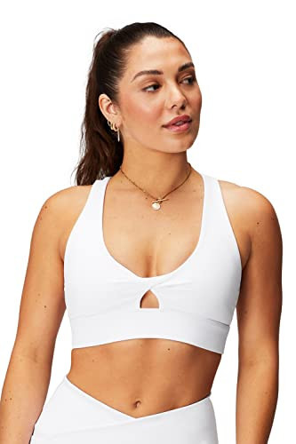Fabletics Women's Oasis Twist Sports Bra, XXS, Classic White | Amazon (US)