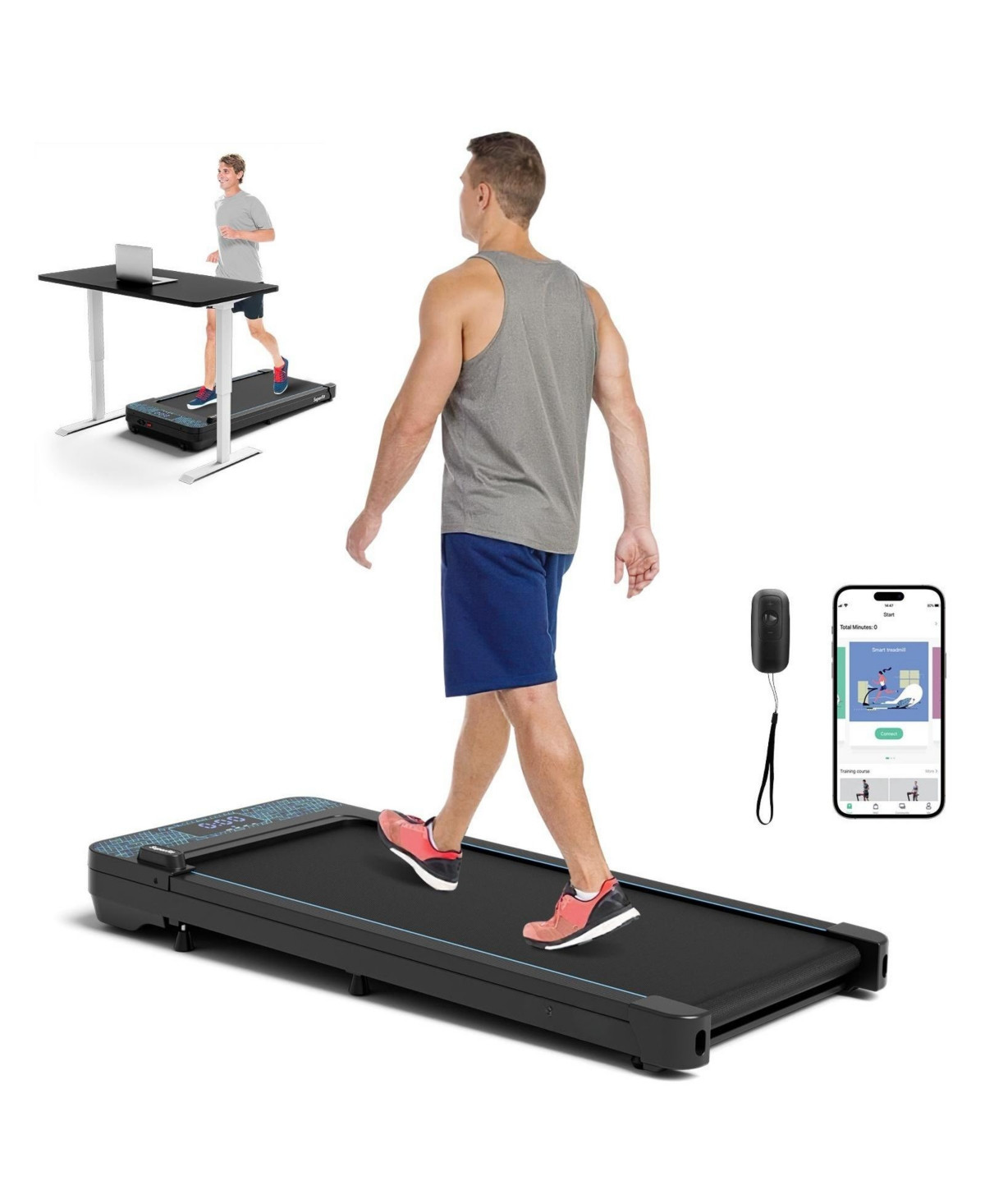 Hongge Walking Pad with 300 lbs Weight Capacity and Remote Control for Home - Black | Macy's