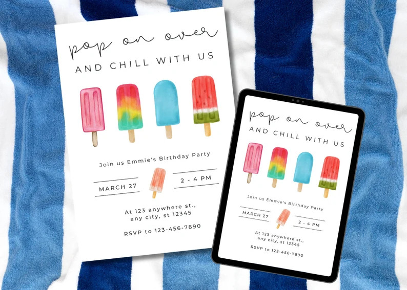 Summer Popsicle Kids Birthday Party Invitation Personalized - Etsy | Etsy (US)