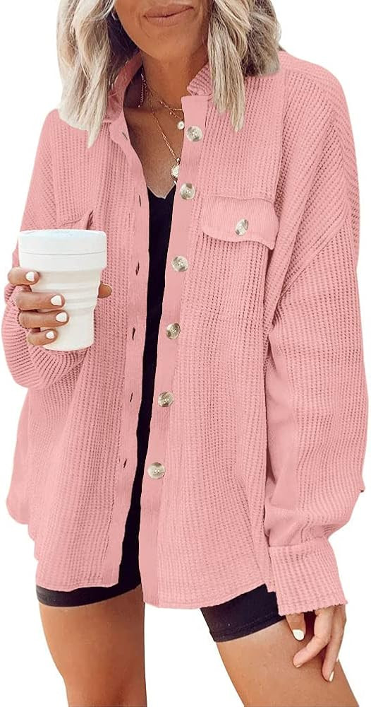 Womens Corduroy Button Down Shirts Color Block Long Sleeve Blouses Tops Jackets | Amazon (US)