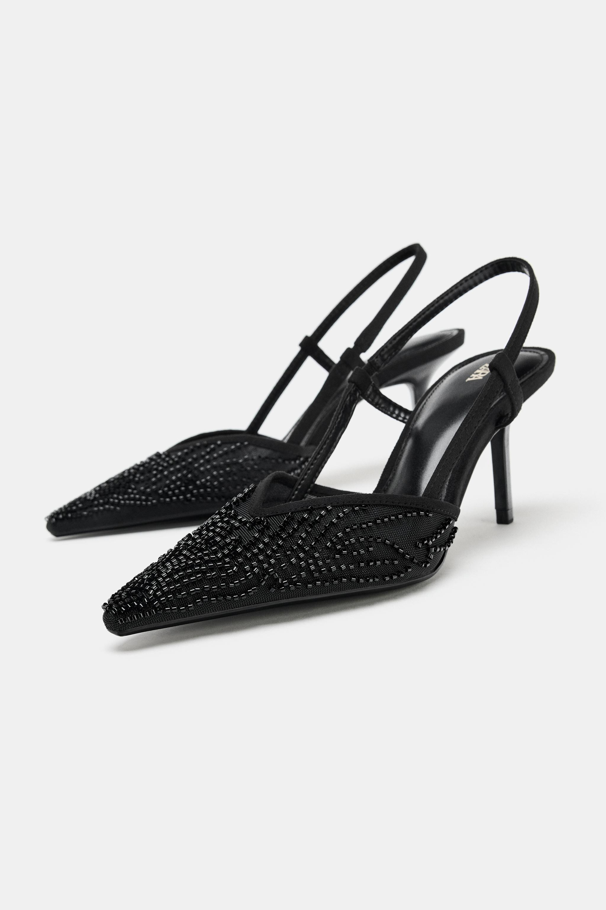 SPARKLY MESH SLINGBACK HEELS | Zara US