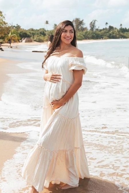 This maternity maxi dress is perfect for a beach maternity photoshoot or as a vacation dress! Also a cute cream baby shower dress!

#LTKbump #LTKunder100 #LTKU