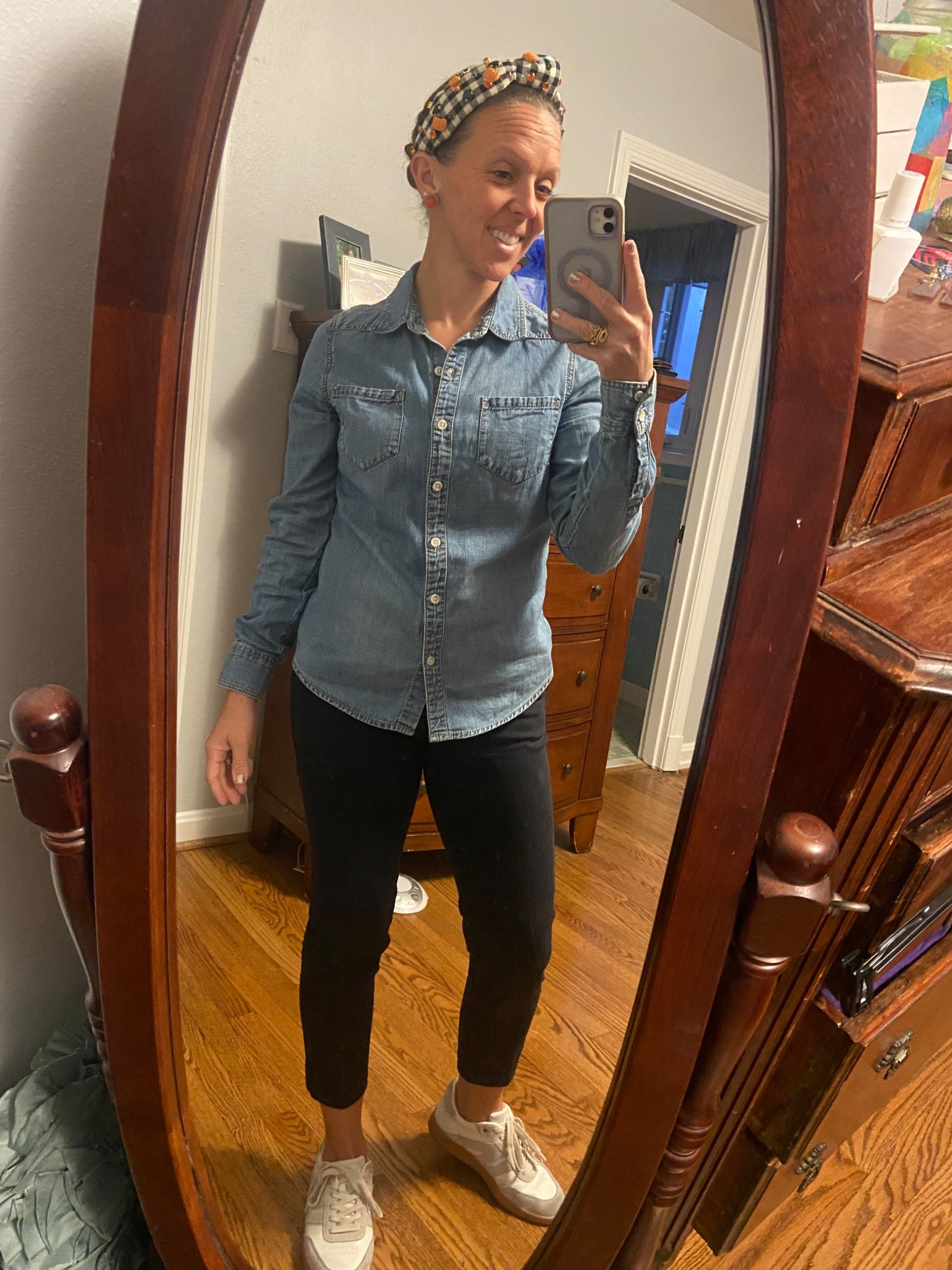 Teacher outfit of the day; I love a chambray shirt, I have three :)  I tagged the orange version of this headband 


#LTKShoeCrush #fallheadband #halloweenheadband #amazon #headband #LTKU #LTKOver40 #LTKKids #tennisshoes #ginghamheadband #under20 #budgetfriendly 

#LTKHalloween #LTKFindsUnder50 #LTKStyleTip