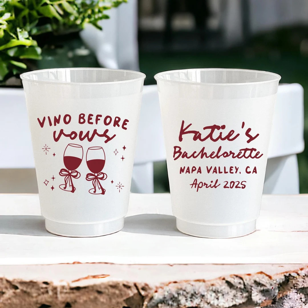 Vino Before Vows Cups - Bachelorette Custom Cups - Wine Theme Bachelorette - Personalized Cups - ... | Etsy (US)