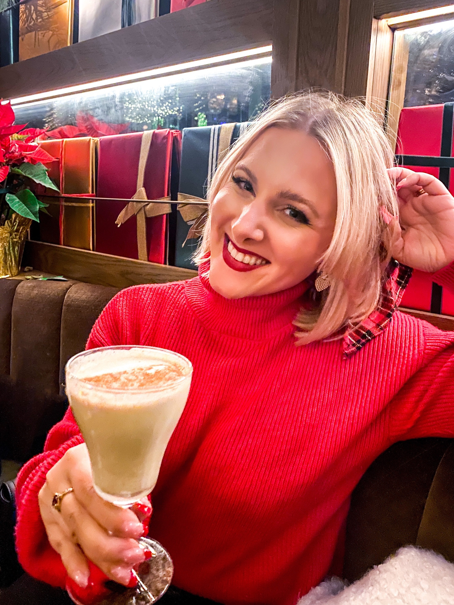 Holly jolly Christmas outfit with cozy red turtleneck and plaid Christmas bow. Cozy warm holiday outfit looks 

#LTKSeasonal #LTKstyletip #LTKHoliday