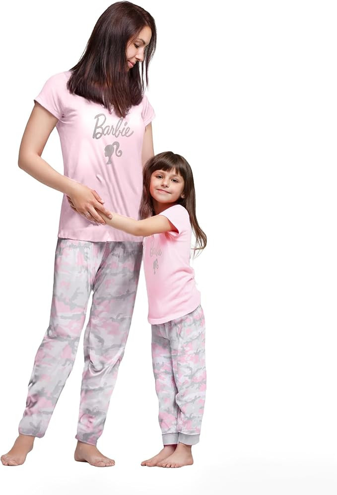 Barbie Girls Matching Family Pajama Shirt and Pants Sleep Set Little Kid to Adult Sizes (4 - Larg... | Amazon (US)