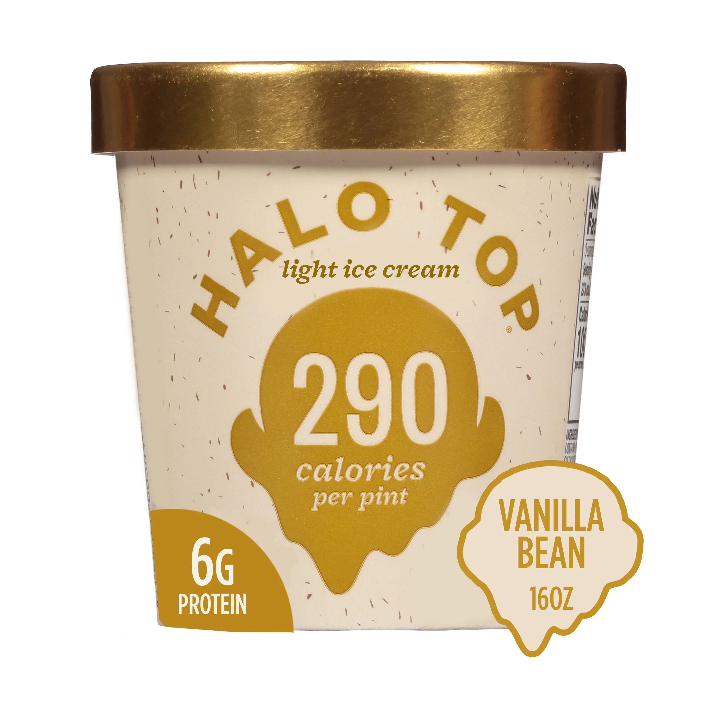 Halo Top Vanilla Bean Flavored Light Ice Cream for Summer, 16 fl oz - Walmart.com | Walmart (US)