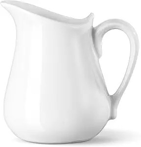 17 oz Porcelain Milk Creamer Pitcher with Handle, White Creamer, Microwave & Freezer Safe | Amazon (US)