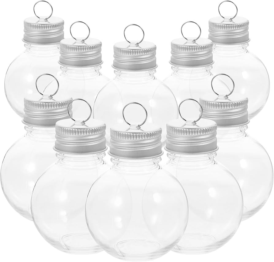 10Stücke Wiederverwendbar Saftflaschen zum Befüllen 50ml Transparente Weihnachtskugeln Bonbongl... | Amazon (DE)