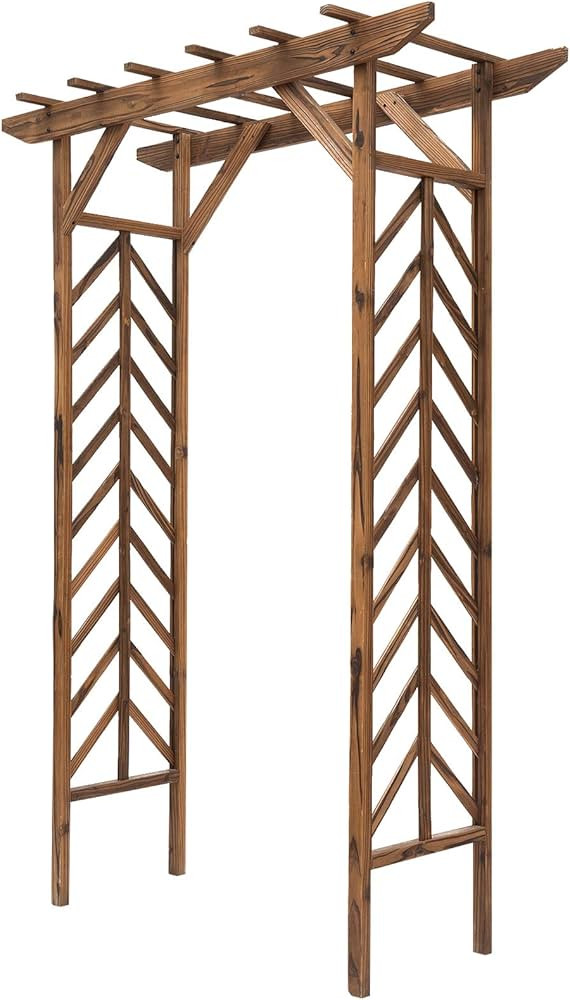 Outsunny 79in Wooden Garden Arbor Arch Trellis with Classic Countryside Style, Pergola Style Roof... | Amazon (US)