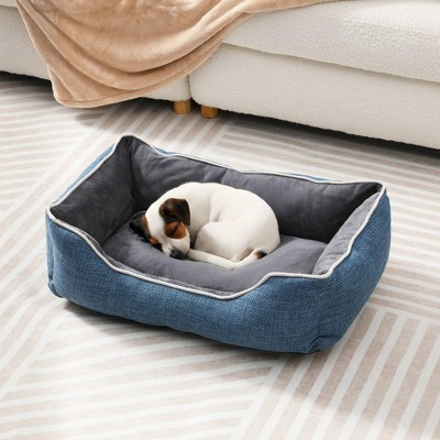 Small Dog Bed Cat Bed with Removable Washable Cover, Plush Pet Bed Anti-Slip Bottom, Calming Pillow Couch for Indoor Outdoor, Blue | Target