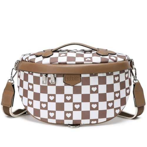 Eslcorri Crossbody Bags for Women, Trendy Fanny Packs Travel Sling Purse Shoulder Chest Bum Bag with Adjustable Wide Strap for Workout Running Shopping, Coffee | Amazon (US)