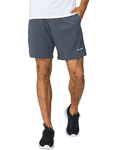 baleaf Men's 5" Running Athletic Shorts Zipper Pocket for Workout Gym Sports Lightweight Quick Dry Gray Size M | Amazon (US)