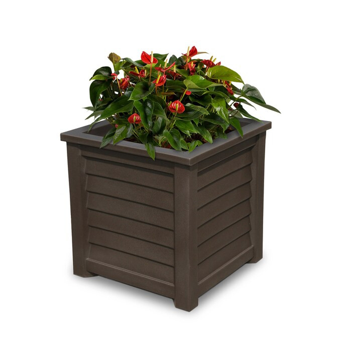 Mayne 20-in W x 20-in H Espresso Resin Planter | Lowe's