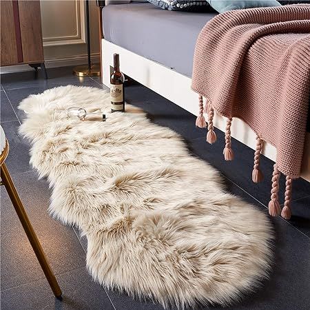 EasyJoy Ultra Soft Fluffy Rugs Faux Fur Rug Chair Cover Seat Pad Fuzzy Area Rug for Bedroom Floor... | Amazon (US)