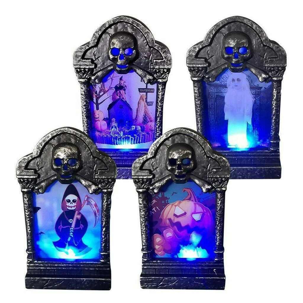 Halloween Decoration, 4PCS Halloween Graveyard Tombstones, LED Lights Gravestones Headstones for ... | Walmart (US)