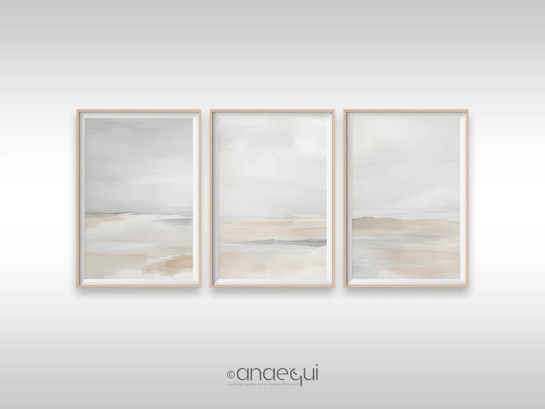 Modern Neutral Abstract Printable Wall Art Set of 3,taupe and Beige Earthy Color Palette, Minimal... | Etsy (US)