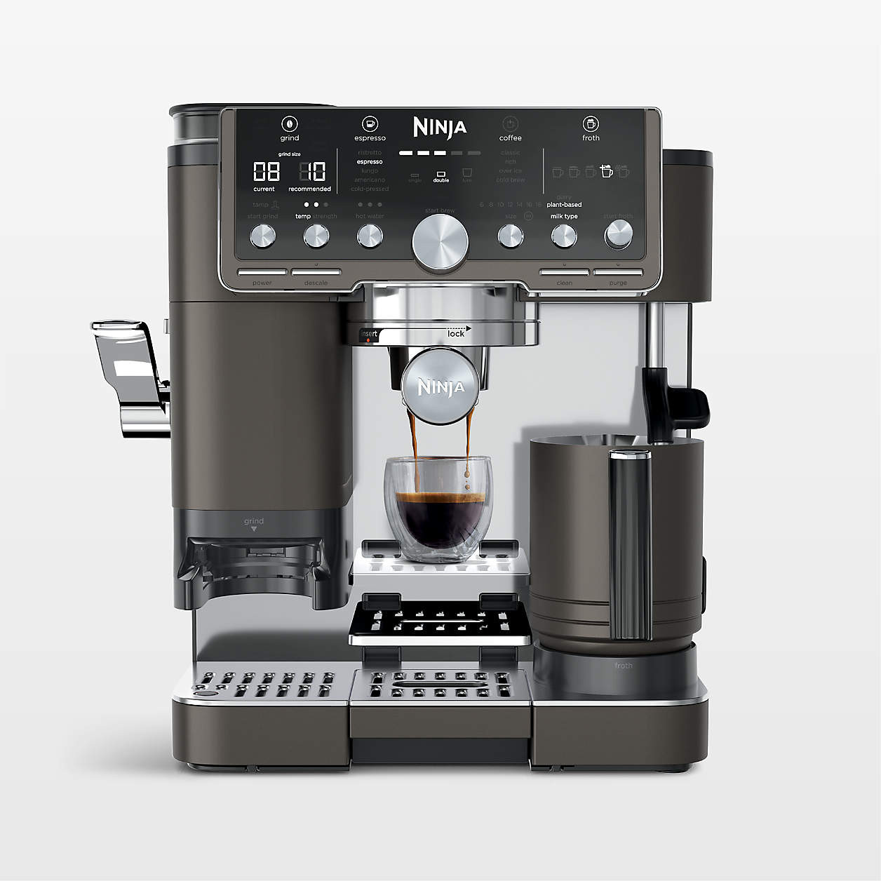 Ninja Luxe Café Pro Series Espresso Machine in Midnight Mocha + Reviews | Crate & Barrel | Crate & Barrel