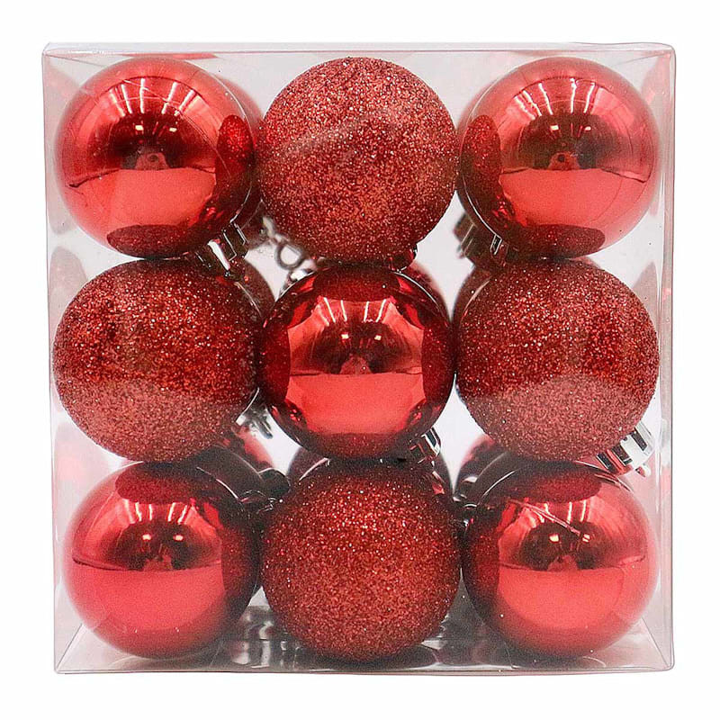 27-Count Red Mix Shatterproof Ornaments, 40mm | At Home