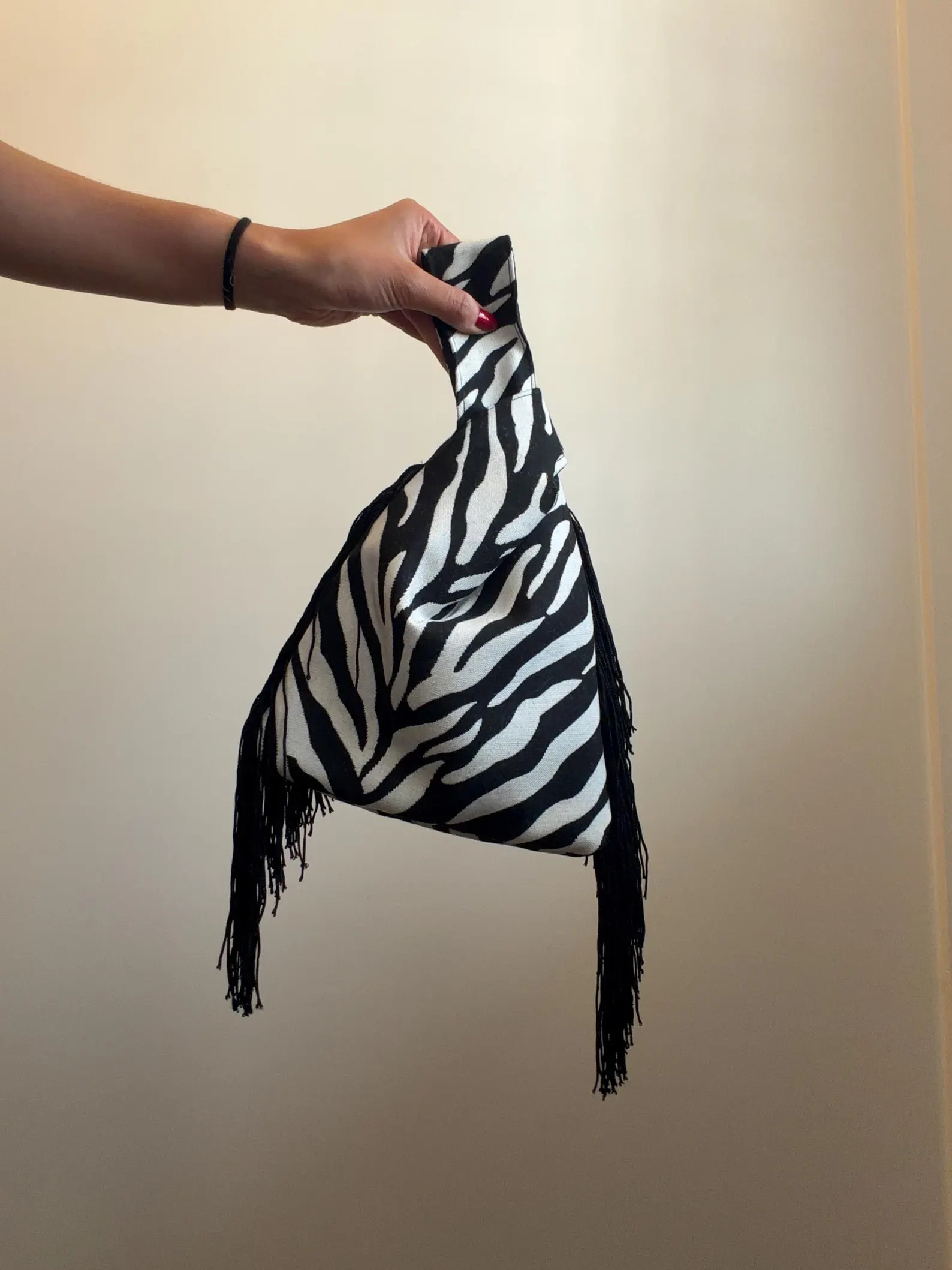 Zebra Print Fringe Purse, Zebra Purse, Handcrafted Fringe Wristlet Purse, Fringe Bag | Etsy (Global)