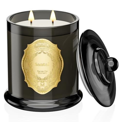 M&SENSE Santal Candles for Home Scented, 2 Wick 12.7oz Soy Wax Candles Non Toxic,70 Hours Long Burning,Christmas Candles Gift for Stress Relief, Meditation, Yoga | Amazon (US)