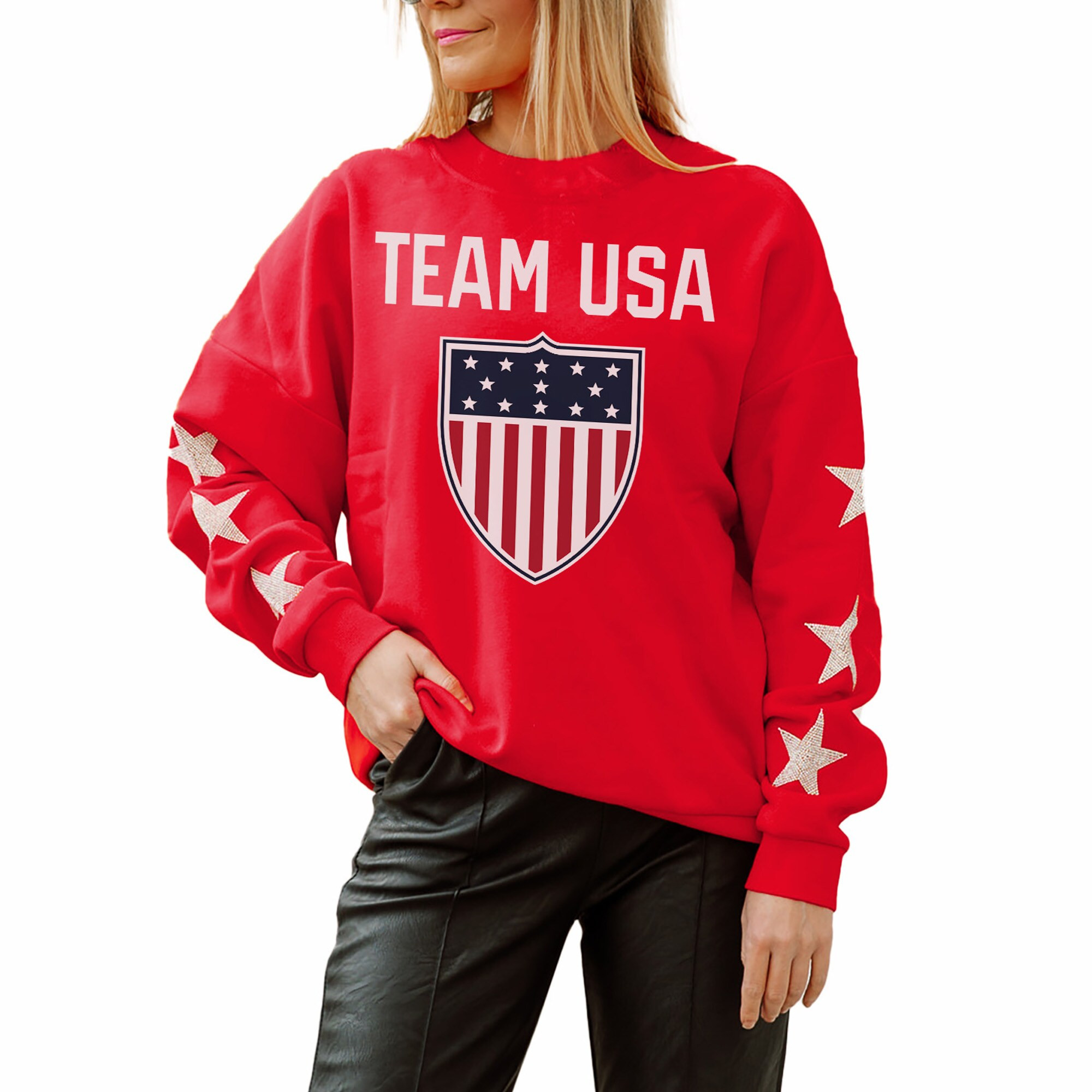 Team USA Gameday Couture Women's Torchbearer Drop Shoulder Pullover Sweatshirt - Red | Fanatics
