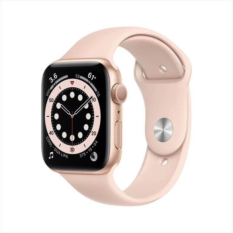 Apple Watch Series 6 GPS, 44mm Gold Aluminum Case with Pink Sand Sport Band - Regular - Walmart.c... | Walmart (US)