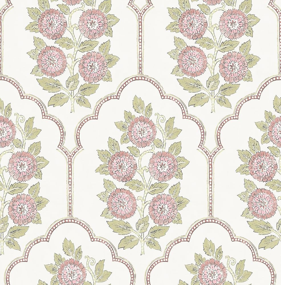 NuWallpaper x Society Social Floral Bazaar Rose Water Peel and Stick Wallpaper | Amazon (US)