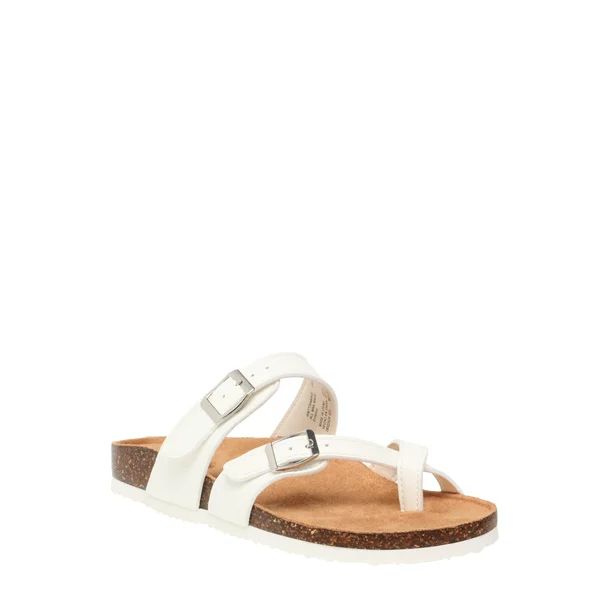 Time and Tru Women’s Toe Thong Footbed Slide Sandals, Wide Width Available | Walmart (US)