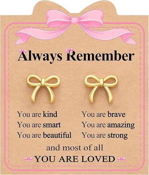 You Are Loved, Hypoallergenic Cute Bow Stud Earrings Gifts for Girls | Amazon (US)