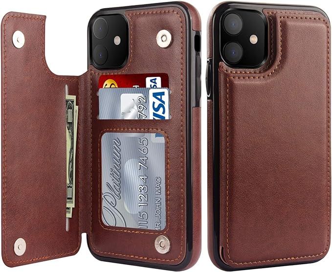 LETO iPhone 12 Case,iPhone 12 Pro Case,Luxury Flip Folio Leather Wallet Case Cover with with Card... | Amazon (US)