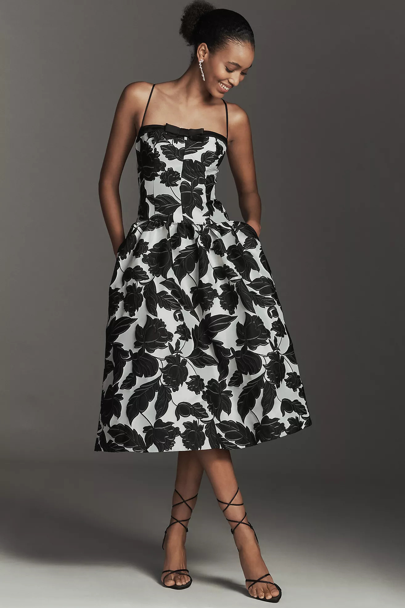 Maeve Sleeveless Jacquard Drop-Waist Midi Dress | Anthropologie (US)