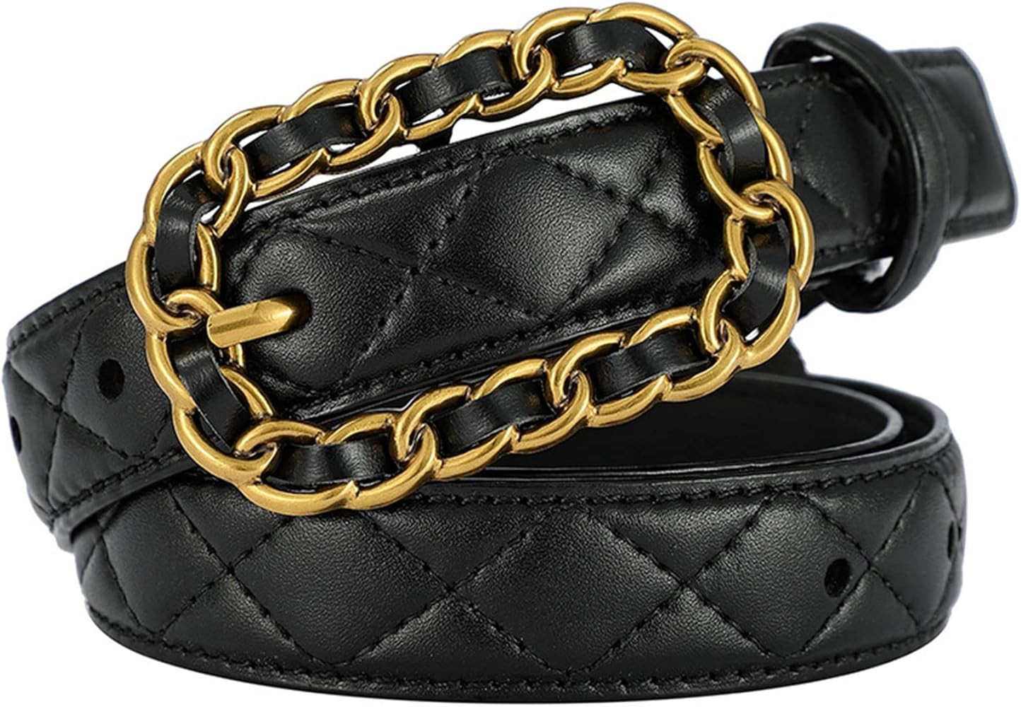 Karoukee Women Fashion Quilted Belt for Dresses Jeans Pants Designer Genuine Leather Ladies Belts... | Amazon (US)