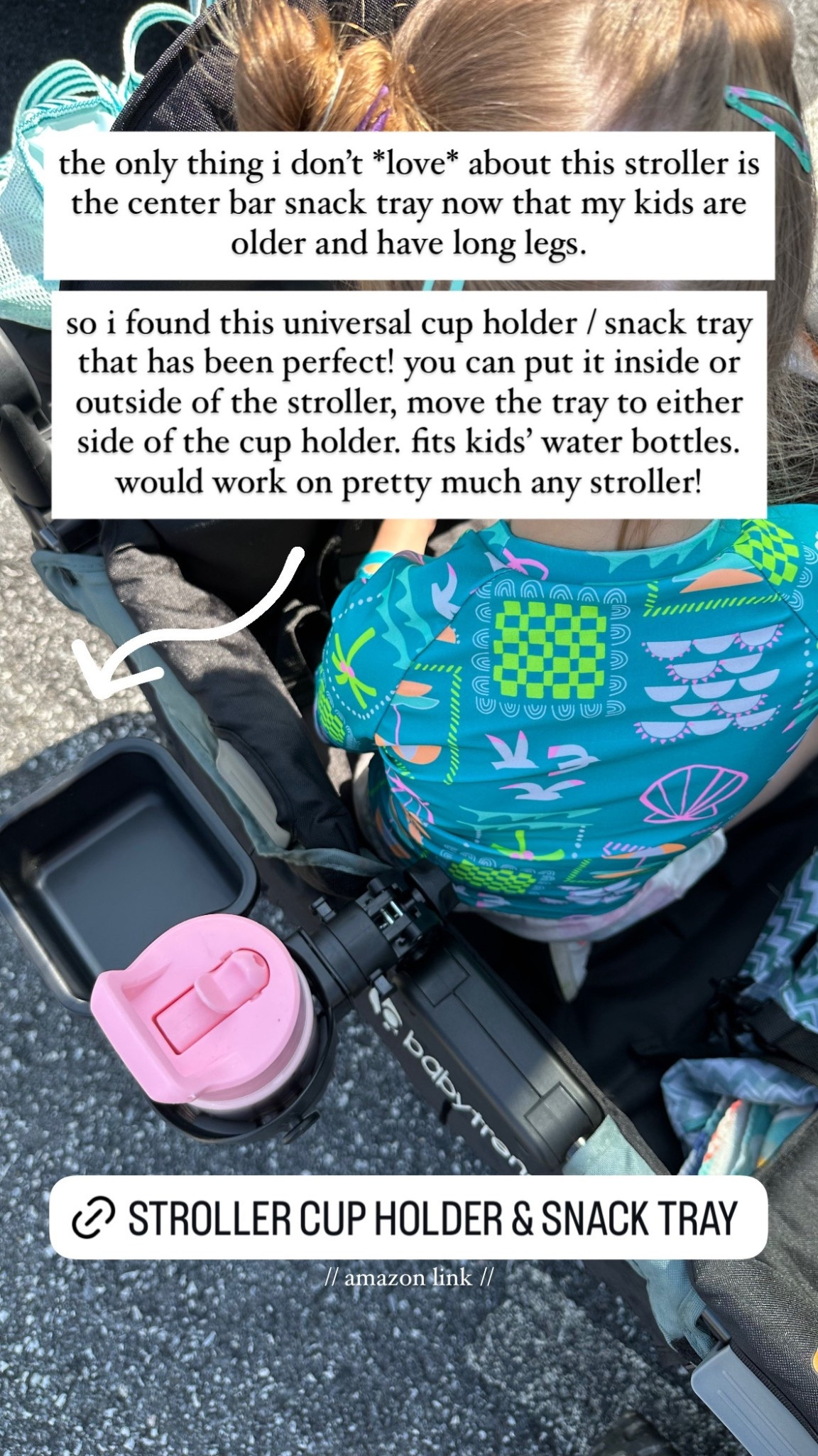 the only thing i don't *love* about this stroller is the center bar snack tray now that my kids are older and have long legs.
so i found this universal cup holder / snack tray that has been perfect! you can put it inside or outside of the stroller, move the tray to either side of the cup holder. fits kids' water bottles. would work on pretty much any stroller!

#LTKFindsUnder50 #LTKFamily #LTKKids