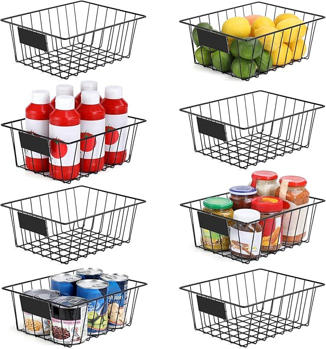 8 Pack Wire Storage Baskets for Organizing with Removable Tags, Pantry Organization Bins for Kitc... | Amazon (US)
