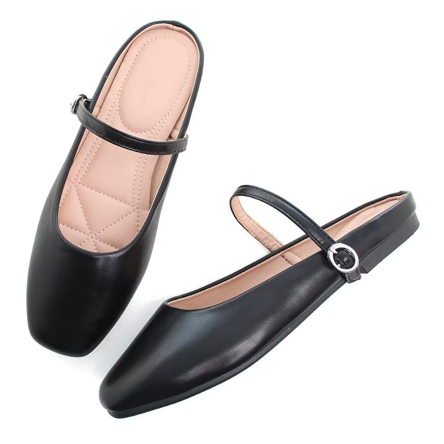 TN TANGNEST Women's Mary Jane Shoes Mules for Retro One Line Strap Flats Cute Square Toe Backless... | Amazon (US)