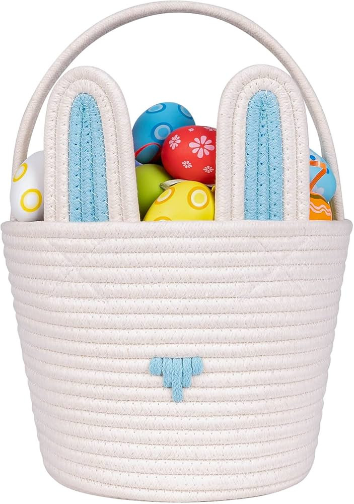 CubesLand Easter Basket for Boys Girls Easter Bunny Basket with Rabbit Ears, Easter Egg Hunting B... | Amazon (US)