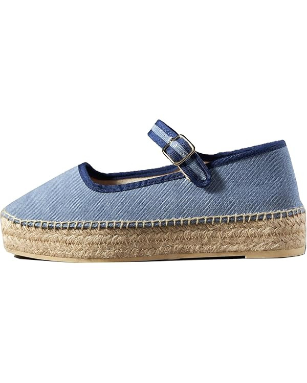 Women's Mary Jane Espadrilles Woven Espadrille Outsole Canvas Summer Flats | Amazon (US)