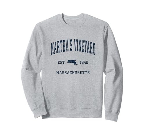 Martha's Vineyard Massachusetts MA Vintage Athletic Navy Spo Sweatshirt | Amazon (US)